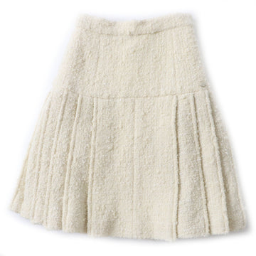 Top Quality Chanel Tweed Skirt Wool Nylon Silk Ivory 36