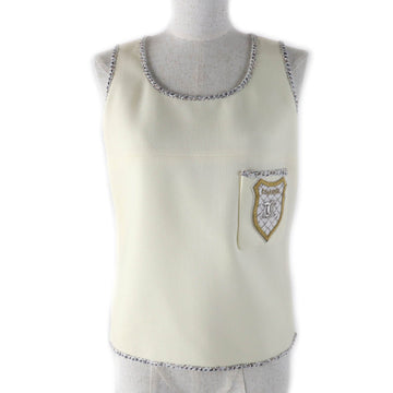 Chanel COCO Mark Emblem Wool Silk Sleeveless Top