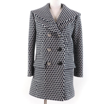 Chanel Hexagon COCO Button Zigzag Pattern Wool Coat