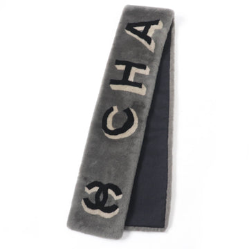 Chanel COCO Mark Logo Design Mouton Cashmere Shawl