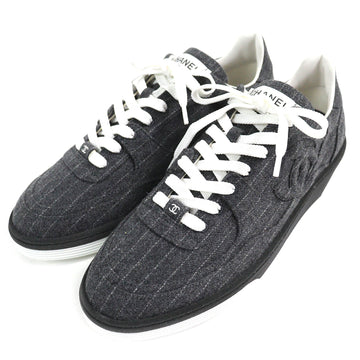 Chanel COCO Mark Stripe Pattern Wool Sneakers