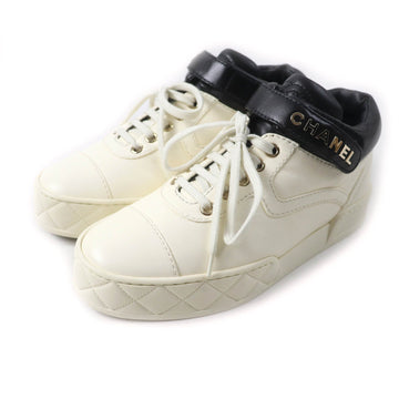 Chanel COCO Mark Metal logo Leather Sneakers