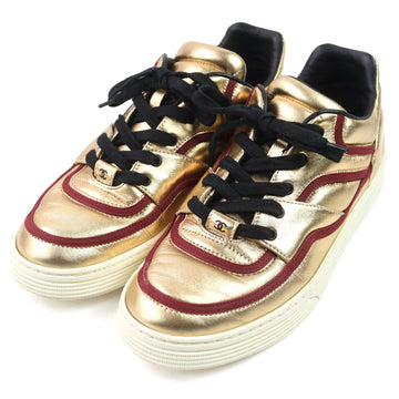 Chanel COCO Mark Logo Gold Series Patent Leather Sneakers