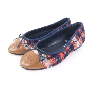 Chanel COCO Mark Ballerina Tweed Leather Flats