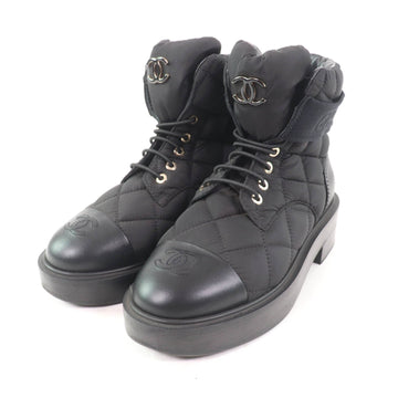 Chanel COCO Mark Metal Logo Leather Short Boots