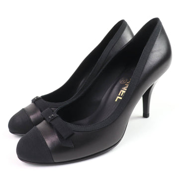 Chanel COCO Mark Ribbon Satin Switch Leather Pumps