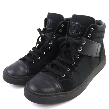 Chanel High Cut Sneakers Leather Canvas Sneakers