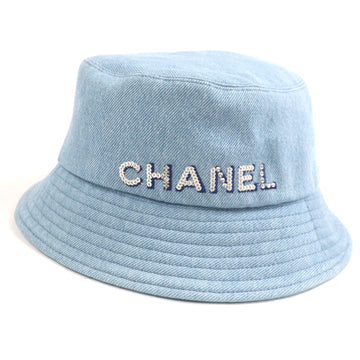 Chanel Sequin logo Denim Cotton Bucket Hat