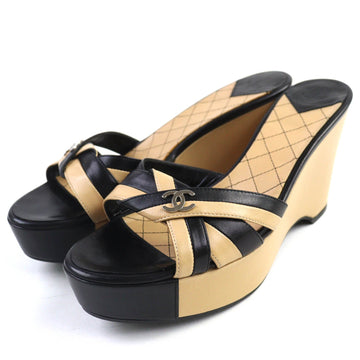 Chanel Leather Wedge Mules