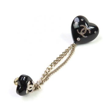 Chanel COCO Mark Double Heart Chain Brooch