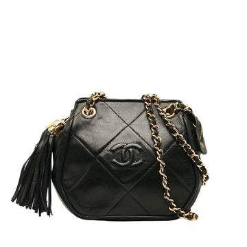 Top Quality Chanel Vintage Chain Shoulder Bag in Leather Black