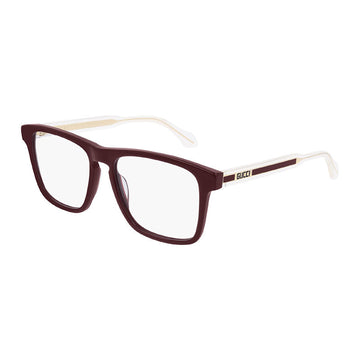 Gucci Eyeglasses Rectangle Full Rim, Burgundy Frame and Clear Demo Lenses Lens GG0561O003