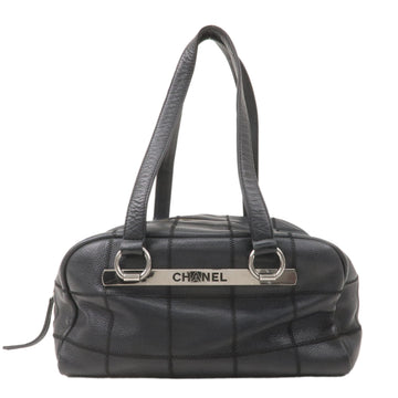 Top Quality Chanel Chocolate Bar Leather Skin Boston Bag Black A26135