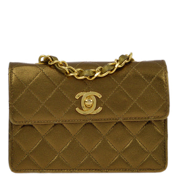 Top Quality Chanel Bronze Leather Straight Flap Chain Shoulder Bag