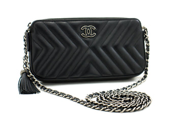 CHANEL 2019 Leather Wallet On Chain WOC Double Zip Chain Bag SV i24