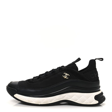 Velvet Calfskin Mixed Fibers CC Sneakers 39 Black