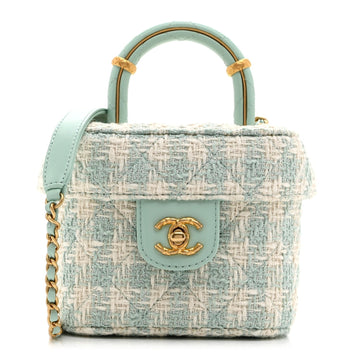 Tweed Handle Crush Small Vanity Case Light Green