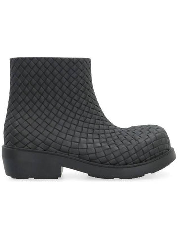 Luxury Bottega Veneta Fireman Rubber Rain Boots Black