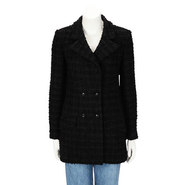 Chanel Black Fantasy Tweed D.B. Jacket FR 34