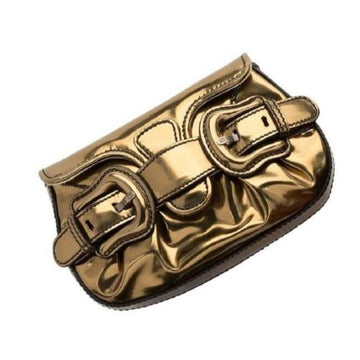 Fendi Clutch B Buckle Clutchshoulder Goldbronze Leather Leather Shoulder Bag