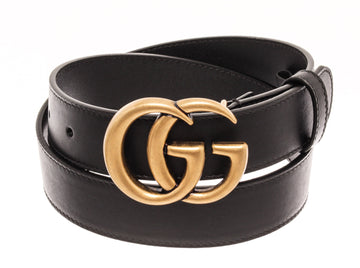 Gucci Black Leather Marmont GG Belt