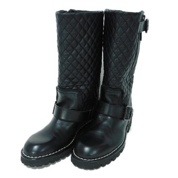 Chanel Matelasse Coco Mark Engineer Lambskin Boots