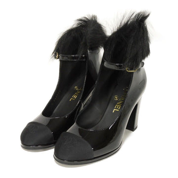 Chanel Mary Jane Patent Fur Pumps