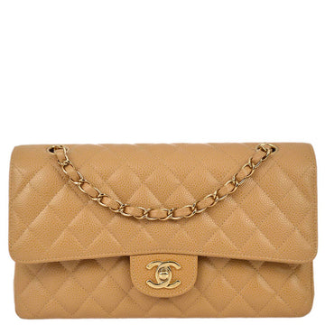 Top Quality Chanel 2003-2004 Beige Leather Medium Classic Double Flap Bag
