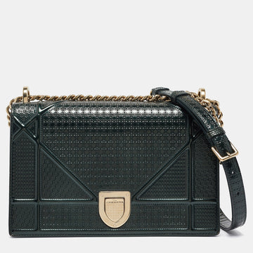 Green Patent Leather Medium Diorama Shoulder Bag