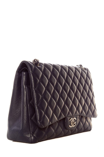 Chanel Midnight  Double Flap Leather Maxi SHW Handbag
