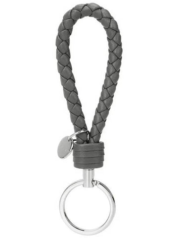 Luxury Bottega Veneta Intrecciato Leather Key Holder Grey