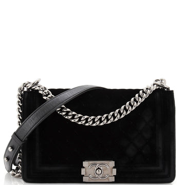 CHANEL Boy Flap Bag Quilted Velvet Old Medium