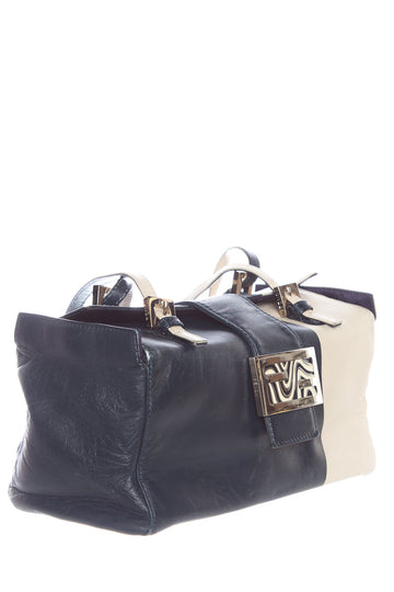 Fendi Navy and Natural Handbag