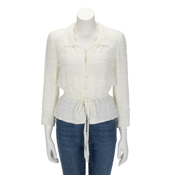 Chanel Ecru Fantasy Tweed Drawstring Jacket FR 40
