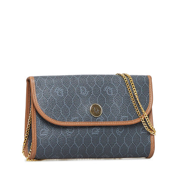 Dior Chain Flap Bag Grey Honeycomb Leather/canvas