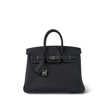 Birkin 25 Bleu Nuit / Bleu De Nord Togo Palladium Plated W Stamp