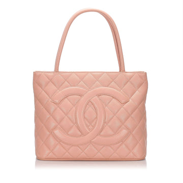C*C Pink Leather Leather Medallion Tote Bag Italy