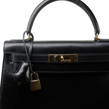 Kelly Sellier 28 Black Box leather  T Circle Stamp