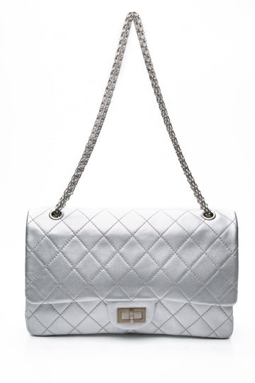 CHANEL Metallic Silver Lambskin Quilted 2.55 Reissue 277 Flap Bag