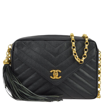 Top Quality Chanel Black Leather Skin Pocket Camera Bag