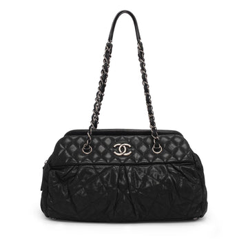 Chanel Black Iridescent Calfskin Chic Quilt Bowling Bag
