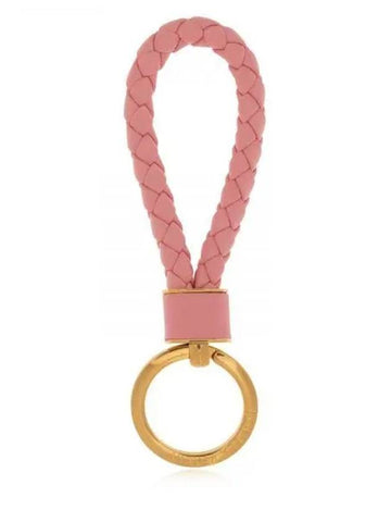 Luxury Bottega Veneta Intrecciato Lambskin Key Holder Pink