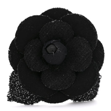 Tweed Camellia Pin Brooch Black