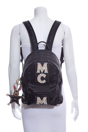 MCM Black Monogram & Crystal Detail Backpack