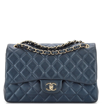 CHANEL Classic Double Flap Bag Quilted Caviar Jumbo