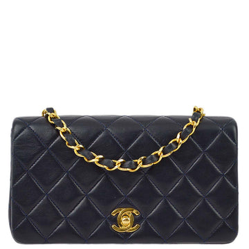 Top Quality Chanel Navy Leather Turnlock Mini Full Flap Shoulder Bag