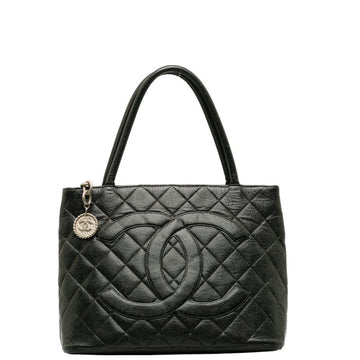 Top Quality Chanel Medaillon Handbag Tote Bag Black Leather