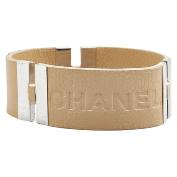 Chanel Leather Metal Logo Bracelet 00C