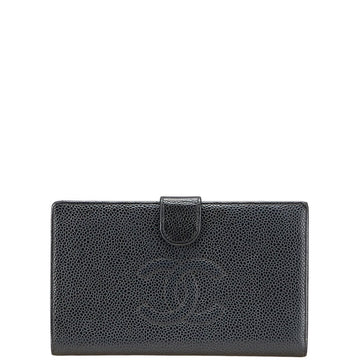 Chanel Coco Mark Caviar Long Wallet
