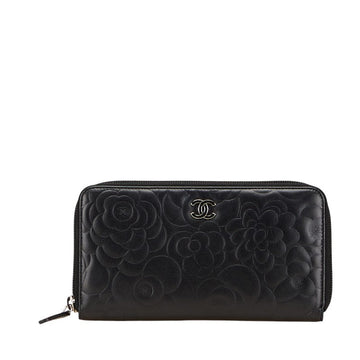 Chanel Camellia Lambskin Long Wallet
